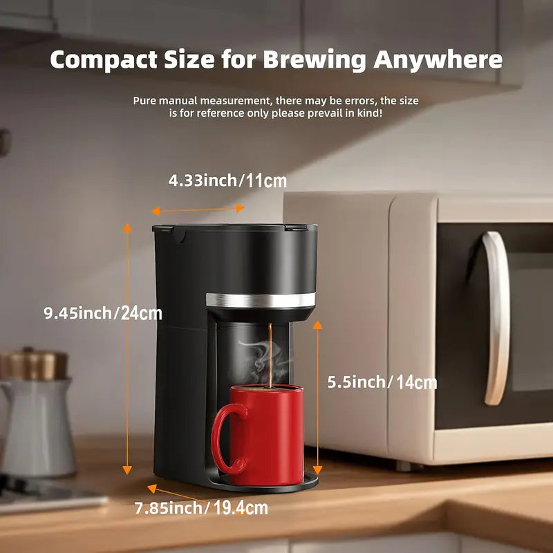 Single Serve Coffee Maker for K-Cup Pods & Ground Coffee - 6-12oz Fast Brew Machine with Auto Shut-Off, Descaling Alert & Water Level Window - Compact Black Design for Home, Office, Dorm, Home Brewing, Stylish Brewer, Efficient Brewing, Office Workers