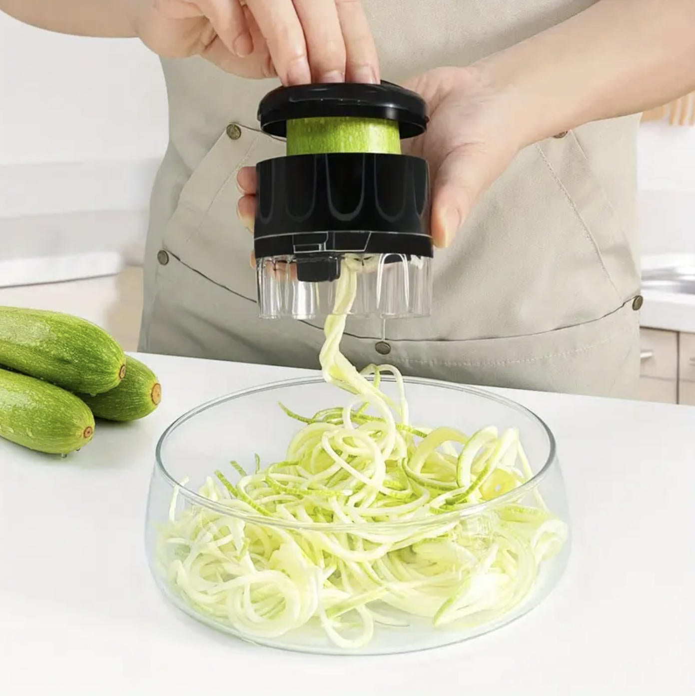 3-in-1 Vegetable Spiralizer with Adjustable Spiral Settings - Heavy-Duty Stainless Steel (304)
