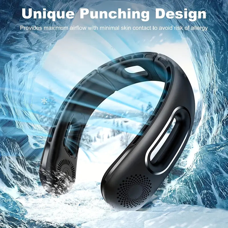 Portable Neck Fan, 360° Cooling Hands-Free Bladeless Fan, Long-Lasting 16H Battery, 4 Speeds, USB Rechargeable, Wearable Personal Fan for Women & Men, Travel, Office, Outdoor