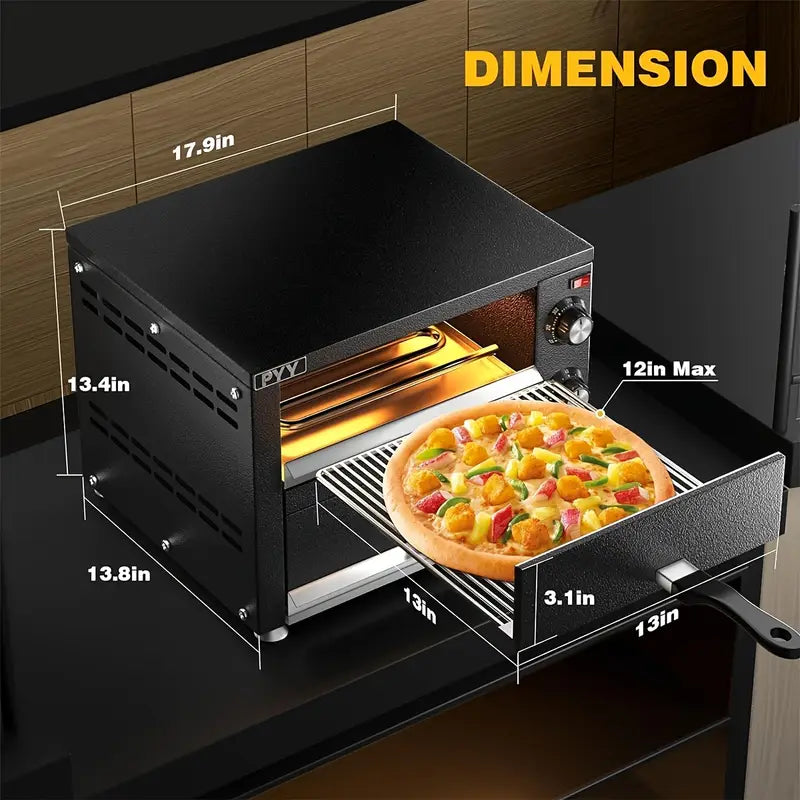Countertop Pizza Oven 2 Shelves (12 Inch Black) Electric Indoor Pizza Oven Commercial Stainless Steel 2 Layers Pizza Cooker With Timer For Home Party Restaurant Canteen