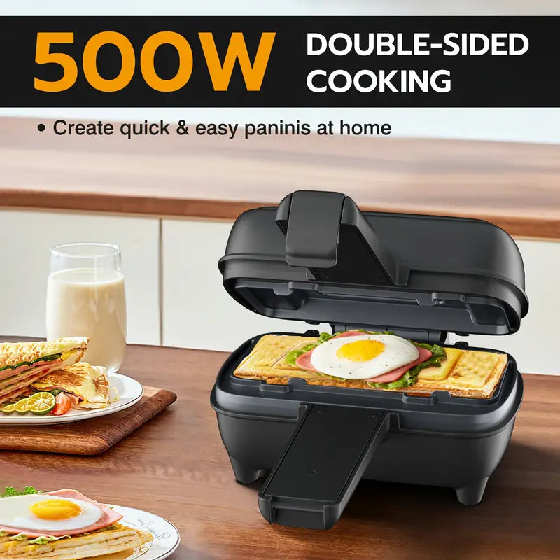 1-Slice Electric Sandwich Maker, MINI Square Grill Pan For Toasted Sandwiches, Grilled Cheese, Pancakes, Omelets, Double-Sided Non-Stick, A Must-Have Kitchen Appliance For Home Cooking.