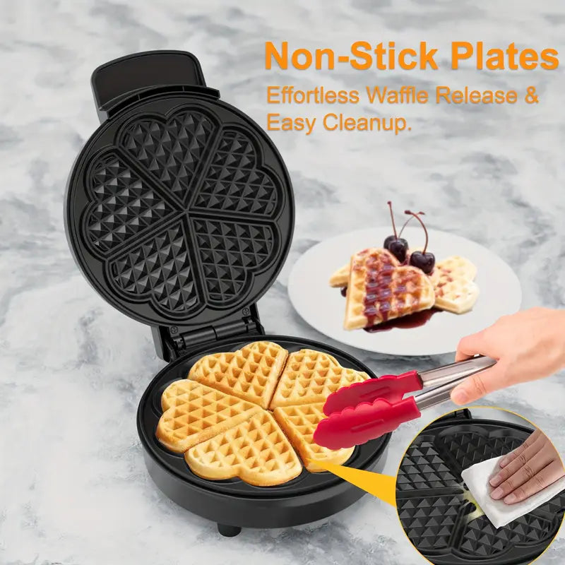 750W Heart-Shaped Nonstick Waffle Maker – Double-Sided, Easy to Clean, Compact & Space-Saving Design, Perfect for Home Baking or Special Occasions