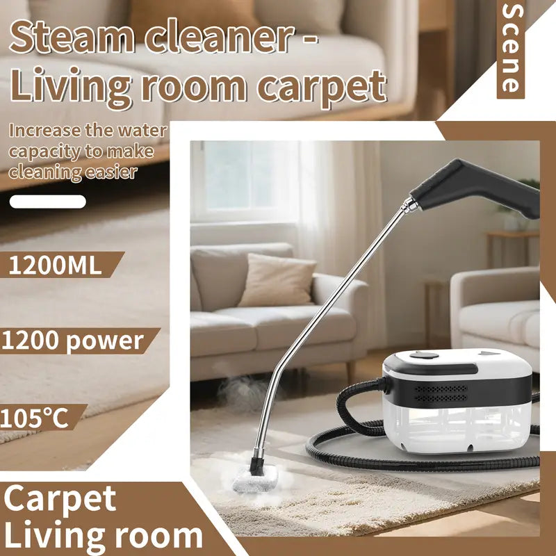 High-pressure And High-temperature Steam Cleaner, Household Steam Cleaner Handheld, High-temperature Carpet Cleaner, 40.58oz Water Tank Capacity, One-button Switch Control, Suitable For Kitchen Fumes, Sofas, Tile Gap Cleaning
