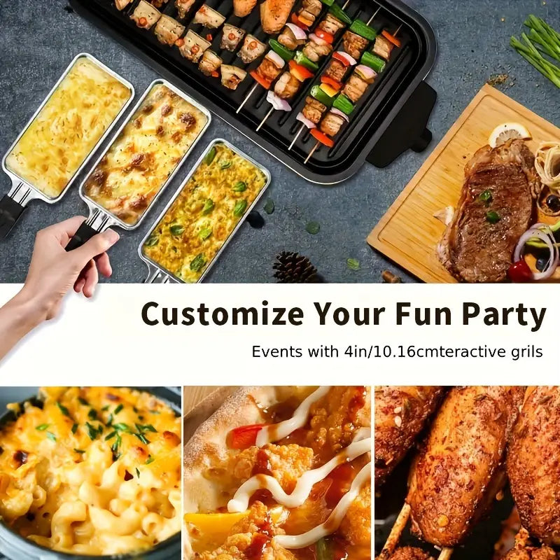 Indoor Smokeless Electric Grill - Non-Stick Grill with Removable Plates & Temperature Control Knob, Portable Indoor Grill with U-Tube Heating, Dishwasher Safe, Heavy-Duty Iron Construction, 1500W Fast Heating, for BBQ, Grilling, Family Gatherings