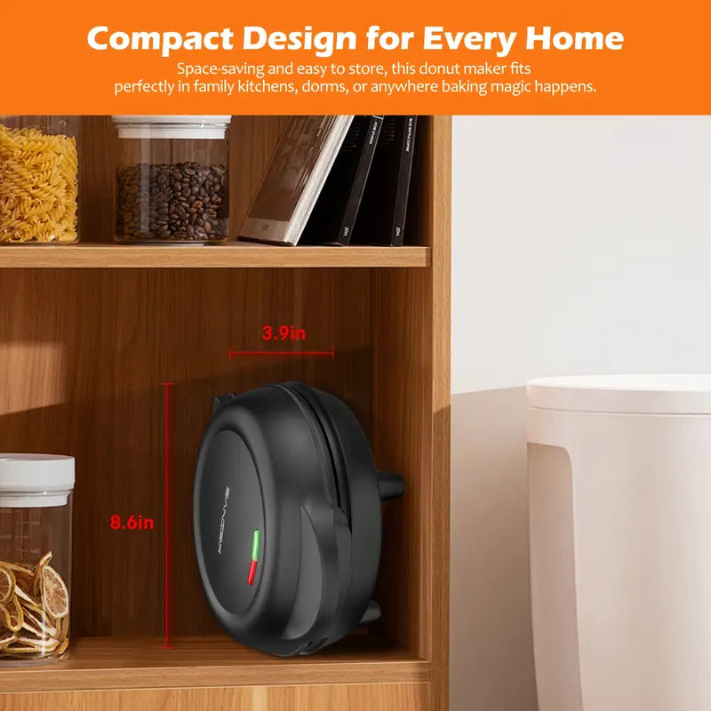 7-Slot Mini Donut Maker | Quick & Easy Homemade Breakfast Treats, Non-Stick Plates for Hassle-Free Baking, Perfect for Family Fun, 4-6 Minute Cooking Time, Ideal for Snacks, Desserts & Creative Decorating