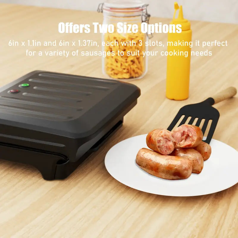 Electric Hot Dog Machine And Sausage Grill with Oil Drip Tray, And Cord Storage, Ideal for Veggie Sausages, BBQ Or Hot Dogs, Nonstick Plate for Easy Clean