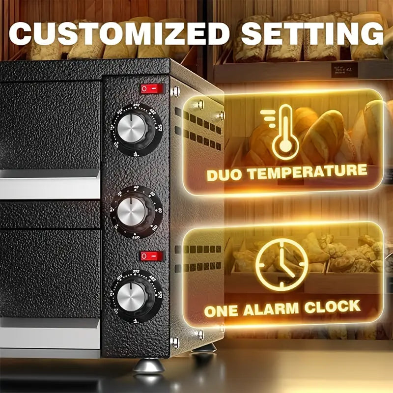 Countertop Pizza Oven 2 Shelves (12 Inch Black) Electric Indoor Pizza Oven Commercial Stainless Steel 2 Layers Pizza Cooker With Timer For Home Party Restaurant Canteen