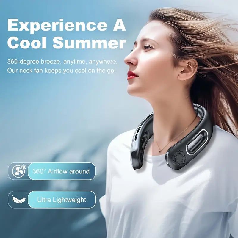 Portable Neck Fan, 360° Cooling Hands-Free Bladeless Fan, Long-Lasting 16H Battery, 4 Speeds, USB Rechargeable, Wearable Personal Fan for Women & Men, Travel, Office, Outdoor