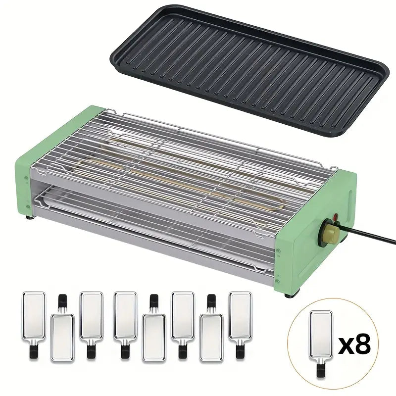 Indoor Smokeless Electric Grill - Non-Stick Grill with Removable Plates & Temperature Control Knob, Portable Indoor Grill with U-Tube Heating, Dishwasher Safe, Heavy-Duty Iron Construction, 1500W Fast Heating, for BBQ, Grilling, Family Gatherings
