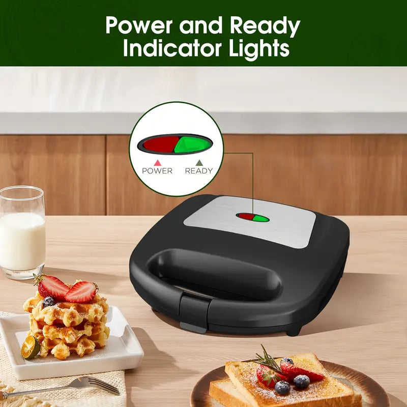 Mini Waffle Maker for Kids, Make Bite-Sized 8 * 2" Tiny Waffles, Great for Breakfast, Snacks, Desserts And More