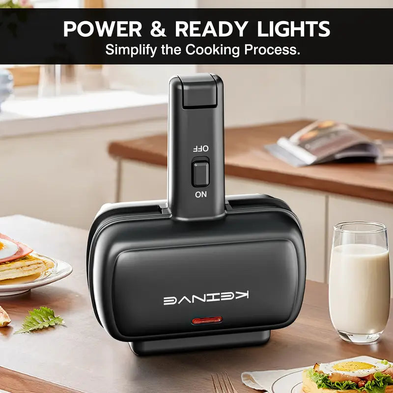 1-Slice Electric Sandwich Maker, MINI Square Grill Pan For Toasted Sandwiches, Grilled Cheese, Pancakes, Omelets, Double-Sided Non-Stick, A Must-Have Kitchen Appliance For Home Cooking.
