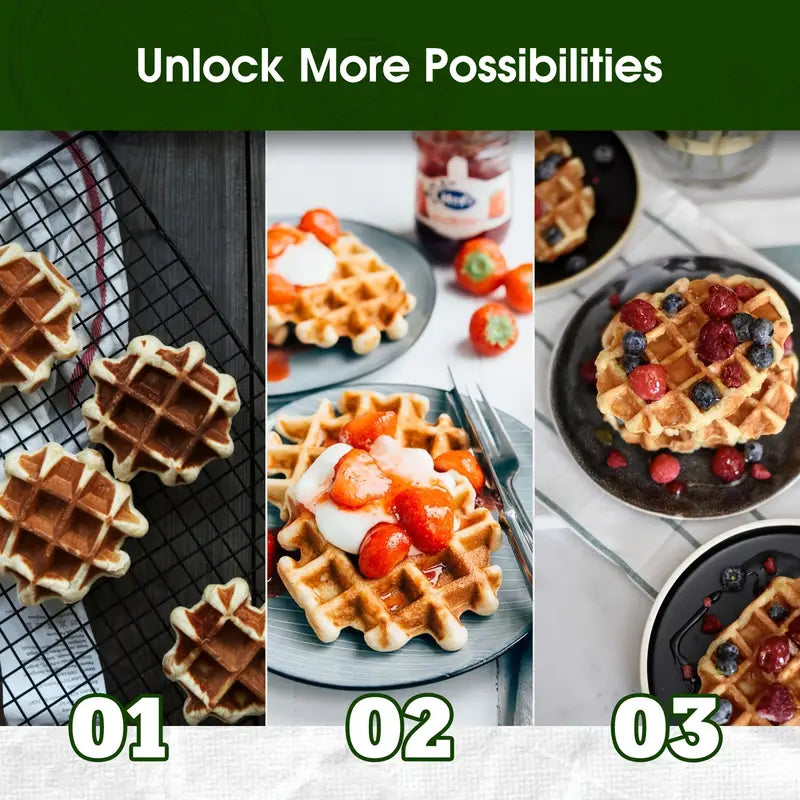 Mini Waffle Maker for Kids, Make Bite-Sized 8 * 2" Tiny Waffles, Great for Breakfast, Snacks, Desserts And More