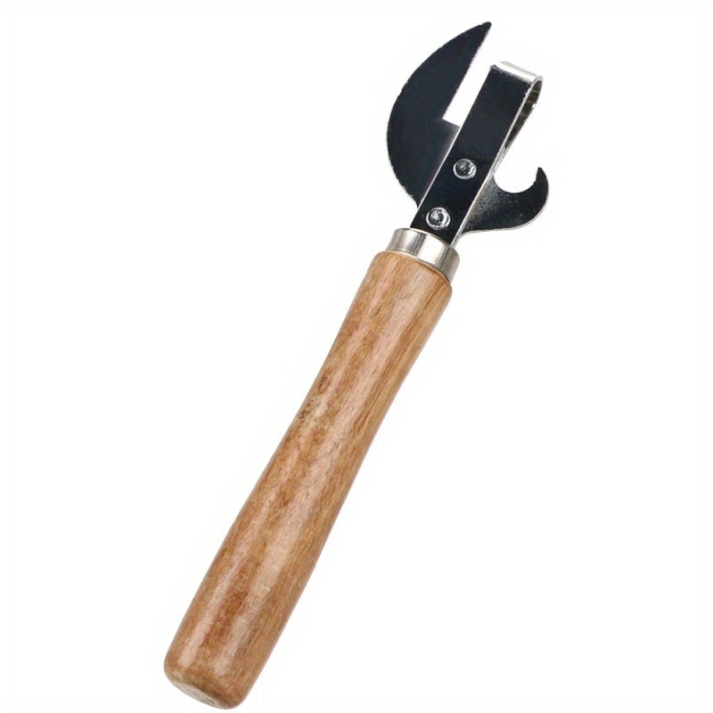 5pcs Best Cans Opener Safety Easy Stainless Steel Manual Professional Bottle Openers Wooden Handle Jar Opener Kitchen Accessories. father gift