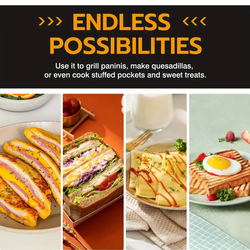 1-Slice Electric Sandwich Maker, MINI Square Grill Pan For Toasted Sandwiches, Grilled Cheese, Pancakes, Omelets, Double-Sided Non-Stick, A Must-Have Kitchen Appliance For Home Cooking.
