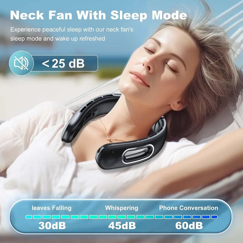 Portable Neck Fan, 360° Cooling Hands-Free Bladeless Fan, Long-Lasting 16H Battery, 4 Speeds, USB Rechargeable, Wearable Personal Fan for Women & Men, Travel, Office, Outdoor