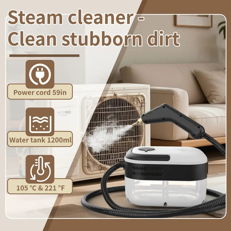 High-pressure And High-temperature Steam Cleaner, Household Steam Cleaner Handheld, High-temperature Carpet Cleaner, 40.58oz Water Tank Capacity, One-button Switch Control, Suitable For Kitchen Fumes, Sofas, Tile Gap Cleaning