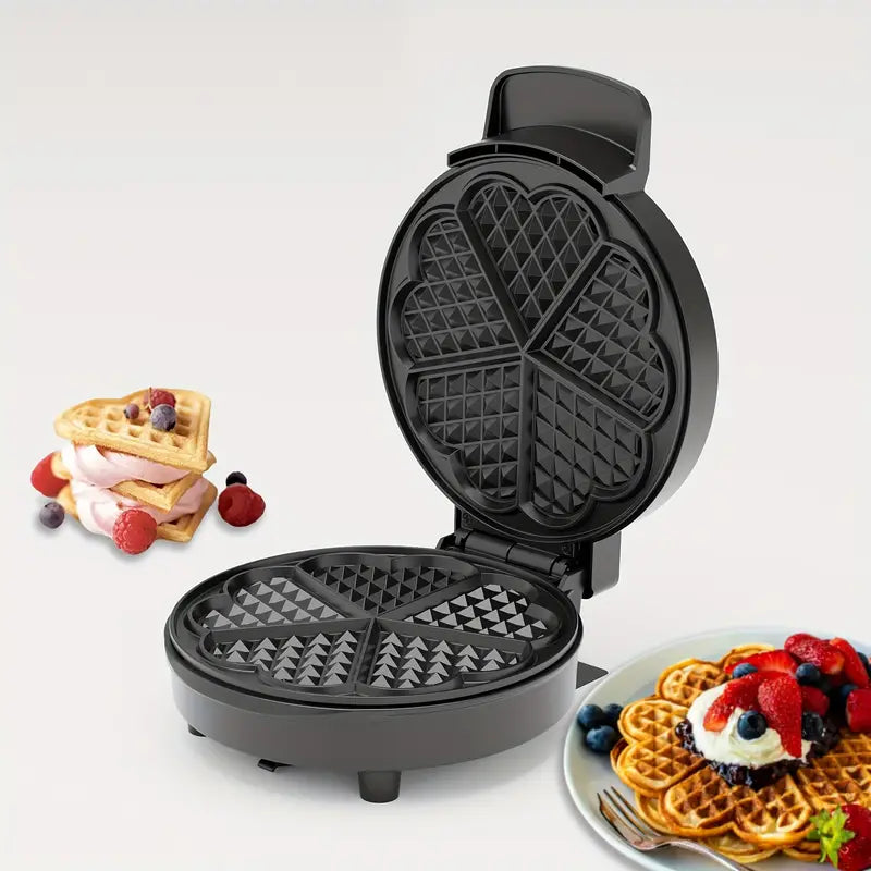 750W Heart-Shaped Nonstick Waffle Maker – Double-Sided, Easy to Clean, Compact & Space-Saving Design, Perfect for Home Baking or Special Occasions