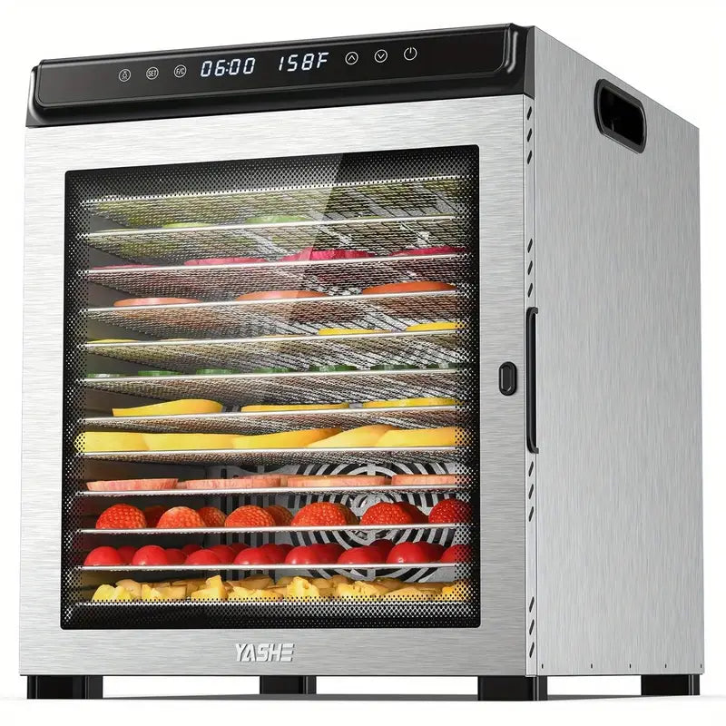 Food Dehydrator Machine, 12 Stainless Steel Food Dryer, 1300W Dehydrators for Food and Jerky, Herbs, Meat, Fruit, Dog Treats, 72H Timer and Temperature Control, Recipes Book Included