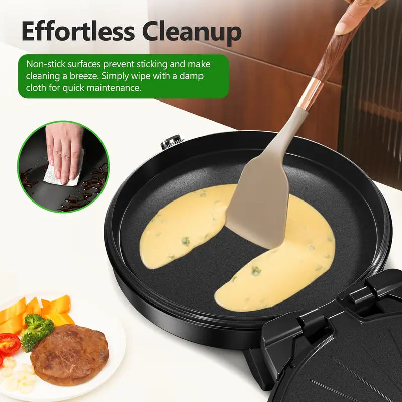 1500W Electric Smokeless Grill, 2-in-1 Indor Grill And Pizza Maker With 30-Min Timer And Auto Shut-Off, Working Together On Both Sides, 180° Open For Quesadilla, Sandwich, BBQ, Steak, Veggies, Gift Ideas, Perfect Gift For Christmas