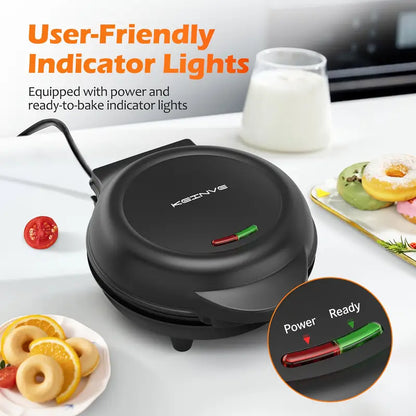 7-Slot Mini Donut Maker | Quick & Easy Homemade Breakfast Treats, Non-Stick Plates for Hassle-Free Baking, Perfect for Family Fun, 4-6 Minute Cooking Time, Ideal for Snacks, Desserts & Creative Decorating