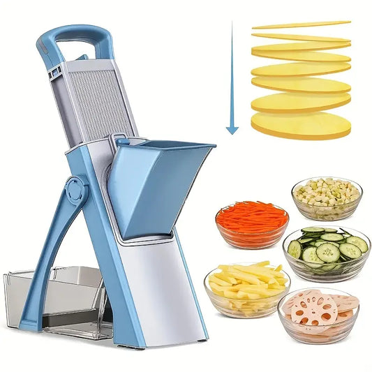 Upgrade Safe Mandoline Slicer Plus - Big Size, Adjustable Vegetable Food Chopper, Potato Fries Cutter, Detachable Blade, Metal Kitchen Chopping Artifact, Gift for Food Lovers, Food Slicing Machine | Vegetable Slicer