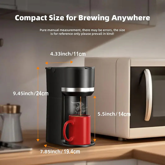 Single Serve Coffee Maker for K-Cup Pods & Ground Coffee - 6-12oz Fast Brew Machine with Auto Shut-Off, Descaling Alert & Water Level Window - Compact Black Design for Home, Office, Dorm, Home Brewing, Stylish Brewer, Efficient Brewing, Office Workers