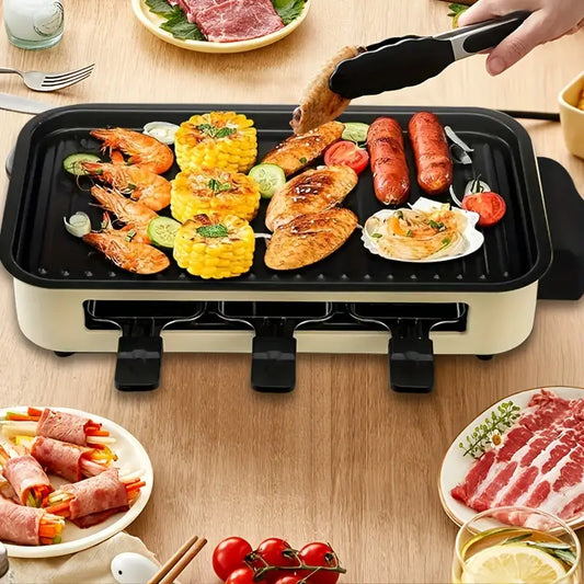 Indoor Smokeless Electric Grill - Non-Stick Grill with Removable Plates & Temperature Control Knob, Portable Indoor Grill with U-Tube Heating, Dishwasher Safe, Heavy-Duty Iron Construction, 1500W Fast Heating, for BBQ, Grilling, Family Gatherings