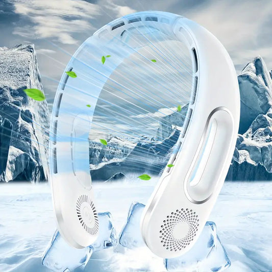 Portable Neck Fan, 360° Cooling Hands-Free Bladeless Fan, Long-Lasting 16H Battery, 4 Speeds, USB Rechargeable, Wearable Personal Fan for Women & Men, Travel, Office, Outdoor