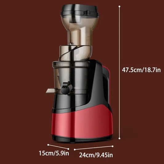 Hilton Slow Juicer - Cold Press Masticating Juicer with Detachable Residue, 110V, 50.72oz Capacity, Food-Grade Plastic, Orange & Black Design for Fresh Fruit & Vegetable Juice, Smoothies, Desserts, Kitchen Appliance, Modern Kitchenware, Easyclean Material