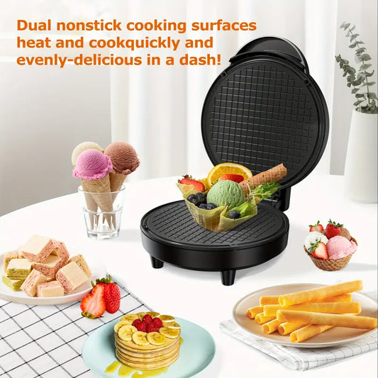 Waffle Cone Maker Machine with Overheat Protection, 7” Ice Cream Cone Maker, Electric Nonstick Waffler Iron Machine for Sundaes or Daily Dessert, Summer BBQ Gift Treat for Kids and Adults