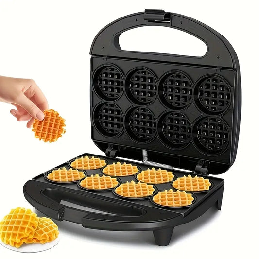 Mini Waffle Maker for Kids, Make Bite-Sized 8 * 2" Tiny Waffles, Great for Breakfast, Snacks, Desserts And More