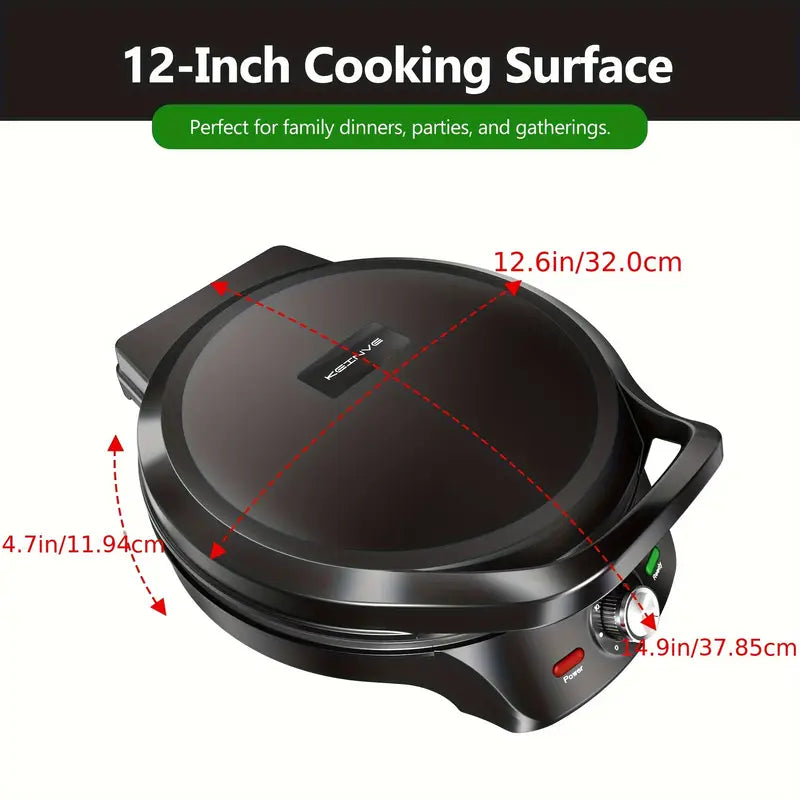 1500W Electric Smokeless Grill, 2-in-1 Indor Grill And Pizza Maker With 30-Min Timer And Auto Shut-Off, Working Together On Both Sides, 180° Open For Quesadilla, Sandwich, BBQ, Steak, Veggies, Gift Ideas, Perfect Gift For Christmas