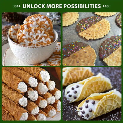 Electric Pizzelle Maker Machine - 4x4 Inch Nonstick Cookie Press with 4-Button Controls, 1000W Fast Heating, 20-25mm Deep Frying Pan, Durable PP Material for Holiday & Party Baking