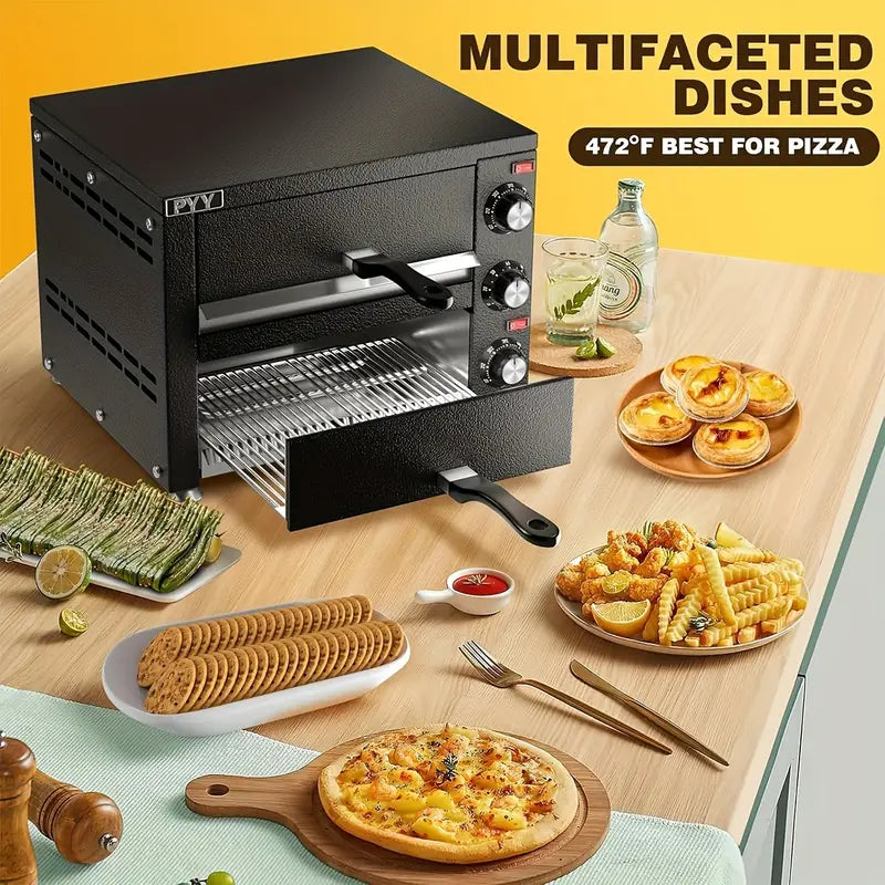 Countertop Pizza Oven 2 Shelves (12 Inch Black) Electric Indoor Pizza Oven Commercial Stainless Steel 2 Layers Pizza Cooker With Timer For Home Party Restaurant Canteen