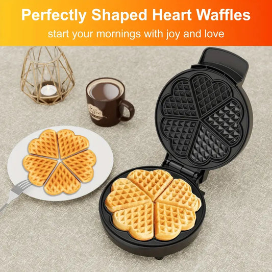 750W Heart-Shaped Nonstick Waffle Maker – Double-Sided, Easy to Clean, Compact & Space-Saving Design, Perfect for Home Baking or Special Occasions