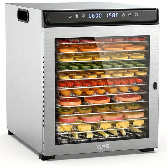 Food Dehydrator Machine, 12 Stainless Steel Food Dryer, 1300W Dehydrators for Food and Jerky, Herbs, Meat, Fruit, Dog Treats, 72H Timer and Temperature Control, Recipes Book Included