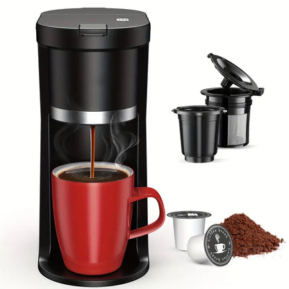 Single Serve Coffee Maker for K-Cup Pods & Ground Coffee - 6-12oz Fast Brew Machine with Auto Shut-Off, Descaling Alert & Water Level Window - Compact Black Design for Home, Office, Dorm, Home Brewing, Stylish Brewer, Efficient Brewing, Office Workers