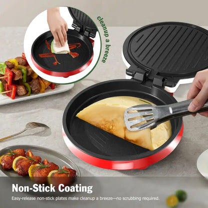 1500W Electric Smokeless Grill, 2-in-1 Indor Grill And Pizza Maker With 30-Min Timer And Auto Shut-Off, Working Together On Both Sides, 180° Open For Quesadilla, Sandwich, BBQ, Steak, Veggies, Gift Ideas, Perfect Gift For Christmas